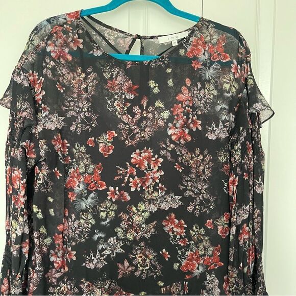 IRO Averen Black Ruffle Chiffon Dress Size 36 - Picture 5 of 15